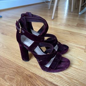 Vince Camuto maroon velvet high heels